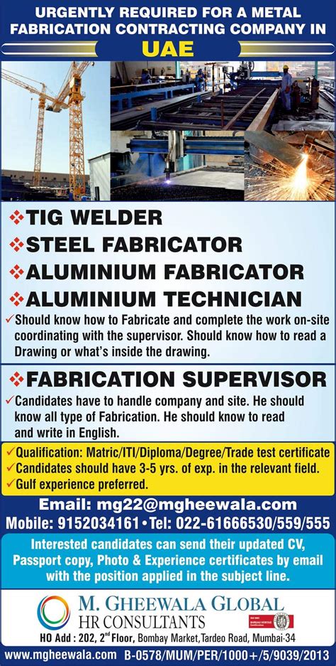 aluminum fabricator urgently needed in oman 